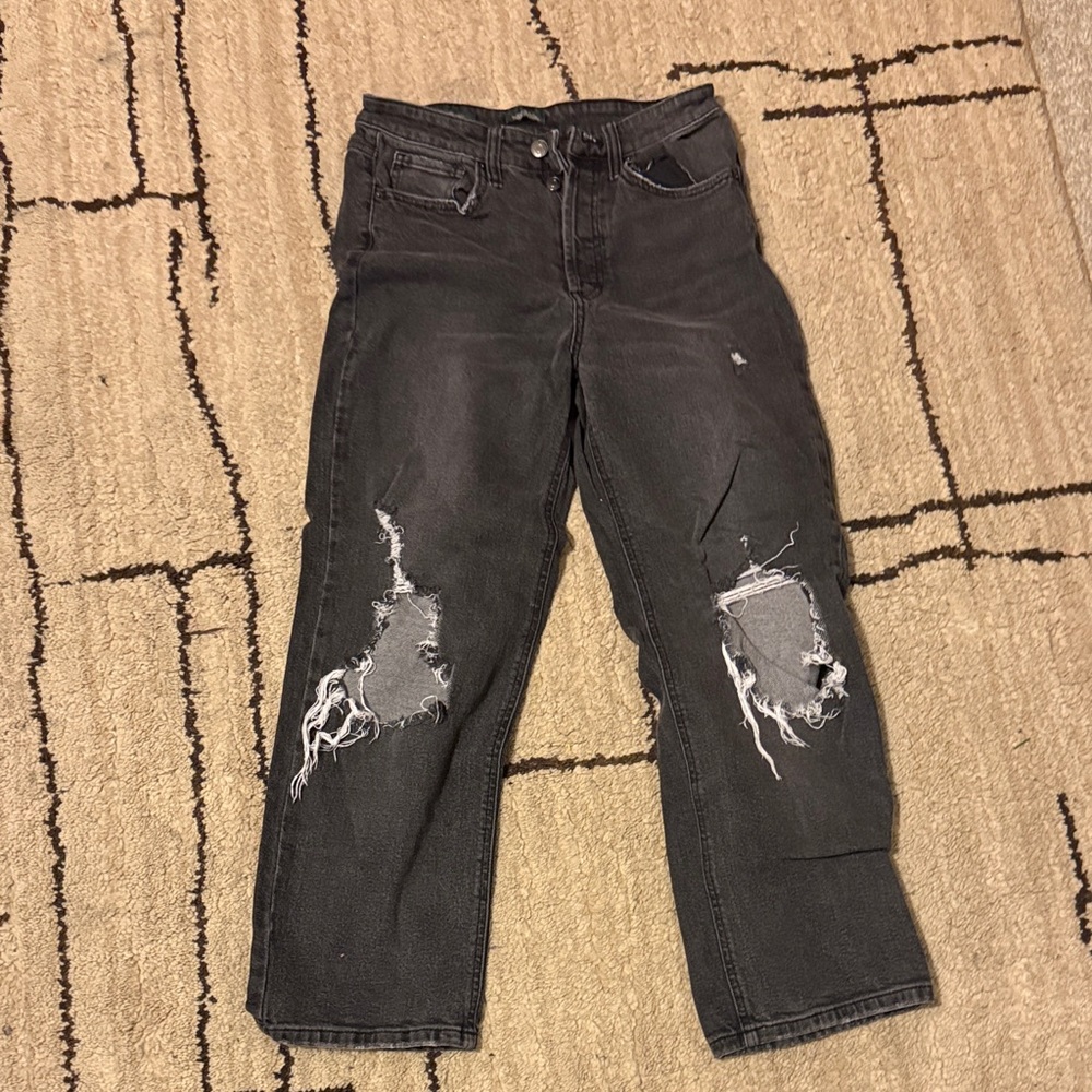 Distressed Black Ankle Jeans